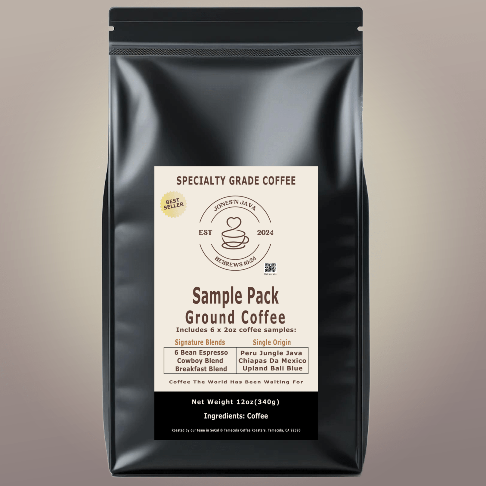 Specialty Coffee Sample Pack – Ground Coffee (6 x 2oz Bags) - Jones’N Java