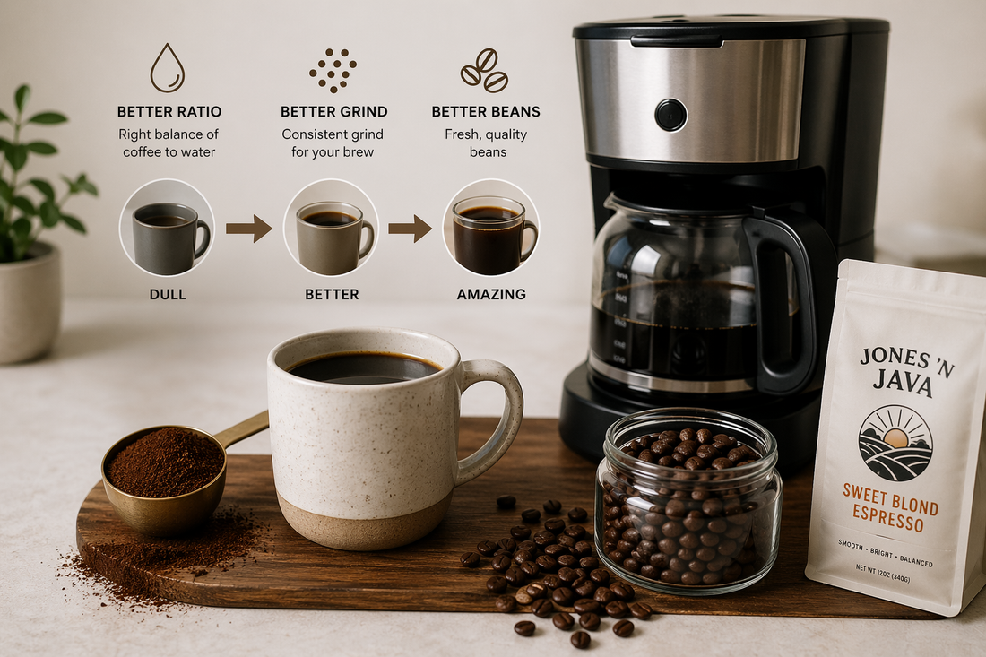 How to upgrade your coffee at home using simple methods like better beans, grind size, and ratio