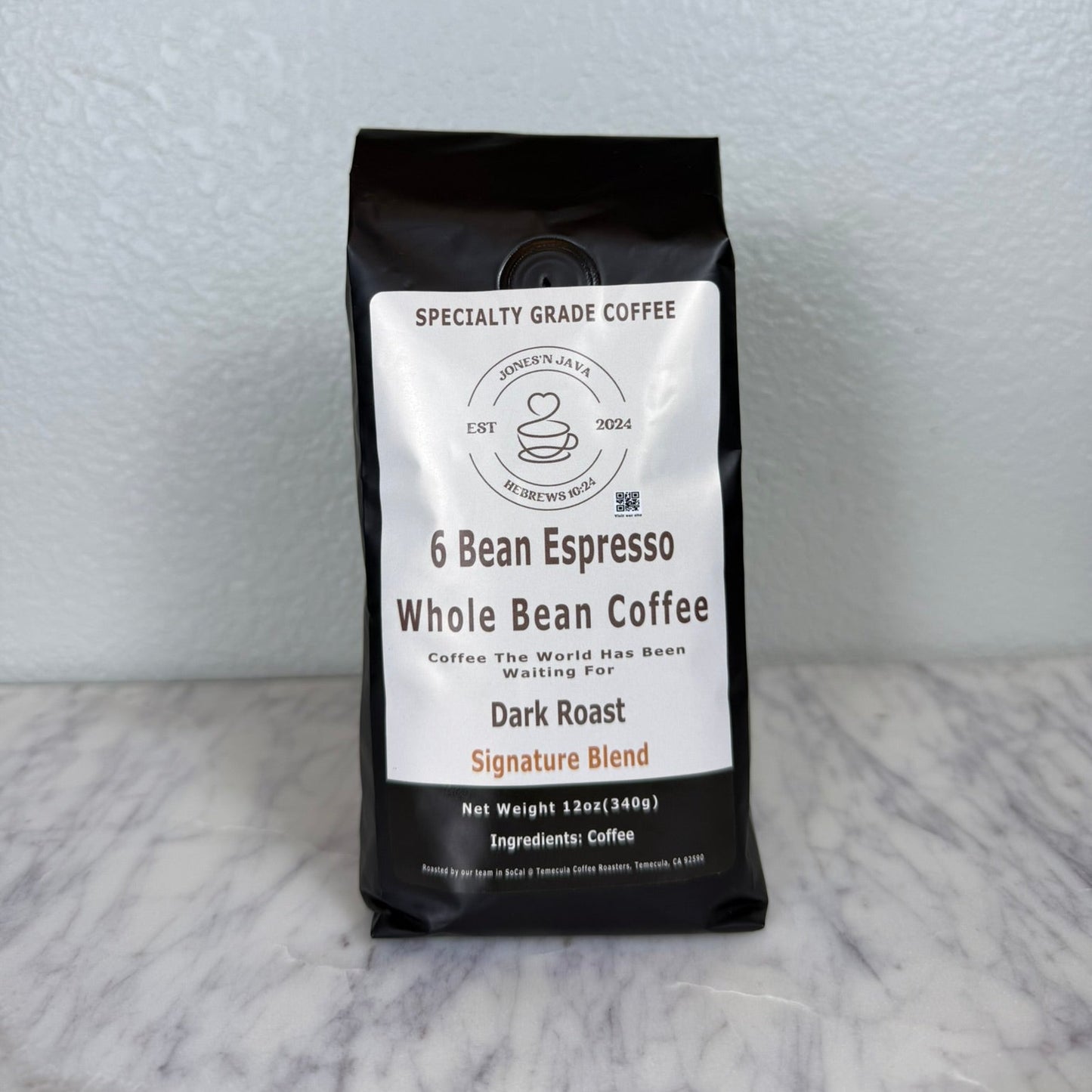6 Bean Espresso whole bean coffee blend from Jones'N Java specialty espresso roast