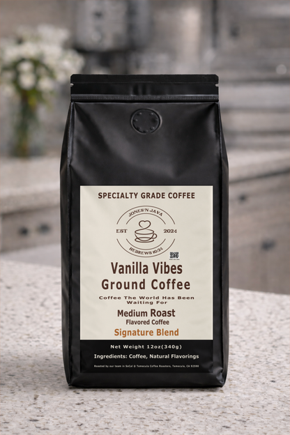 Jones’N Java Vanilla Vibes French vanilla flavored coffee bag