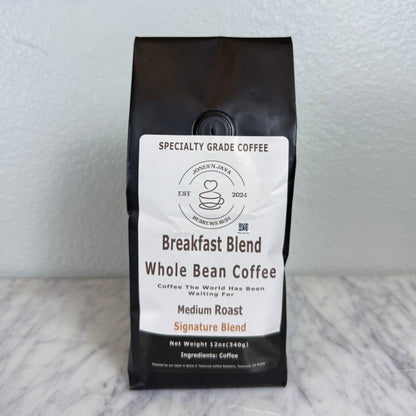 Breakfast Blend whole bean coffee from Jones'N Java smooth medium roast coffee
