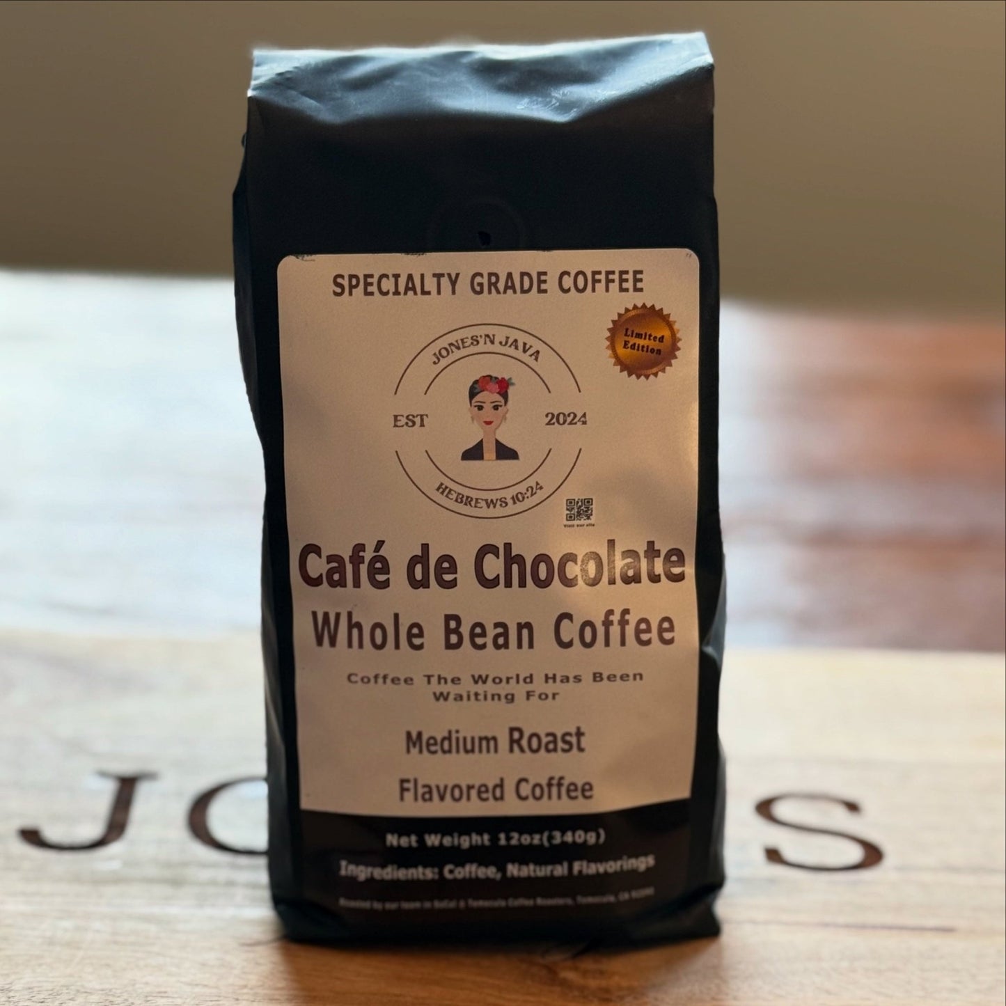 Jones’N Java Cafe de Chocolate flavored coffee bag