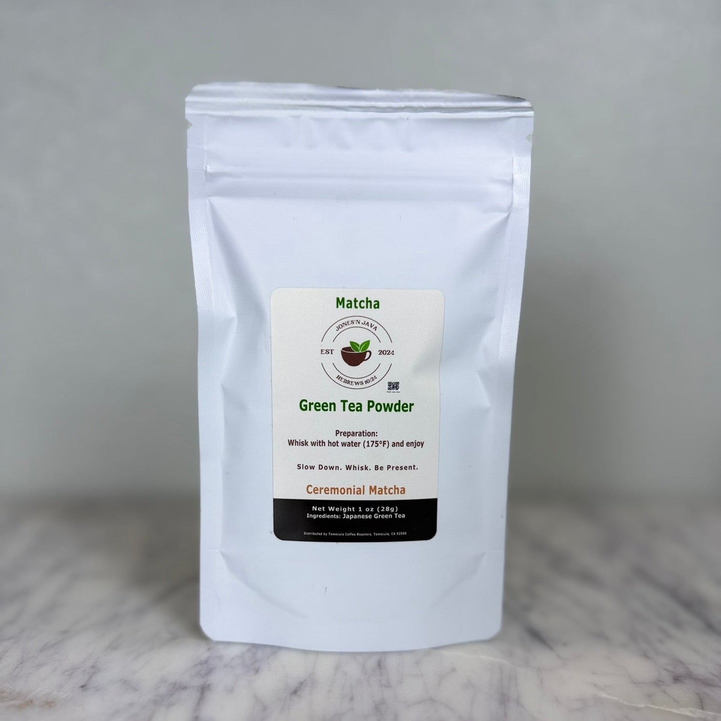 Green tea powder from Jones'N Java premium tea product