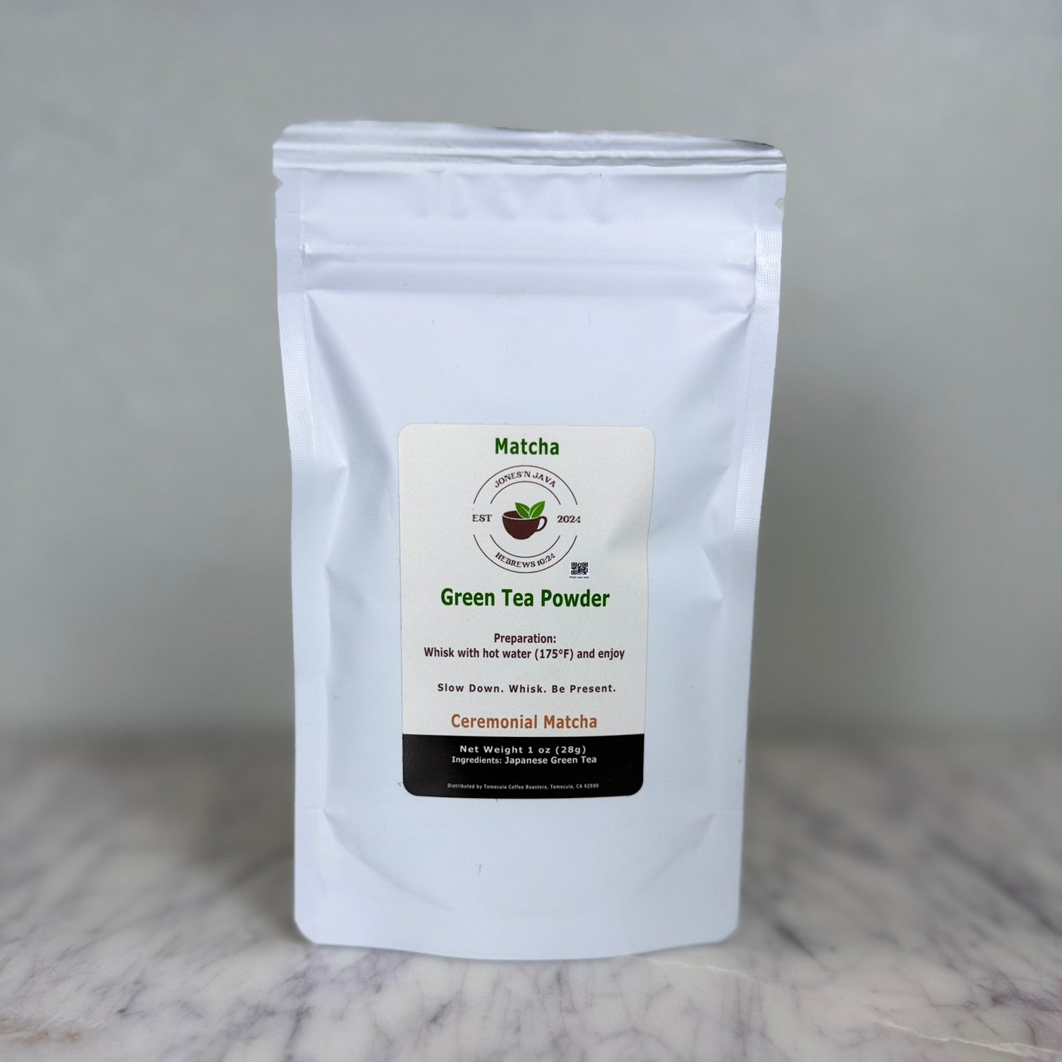 Green tea powder from Jones'N Java premium tea product