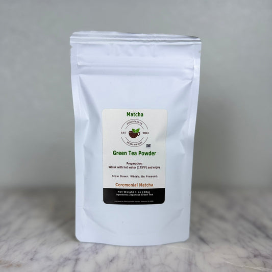 Green tea powder from Jones'N Java premium tea product