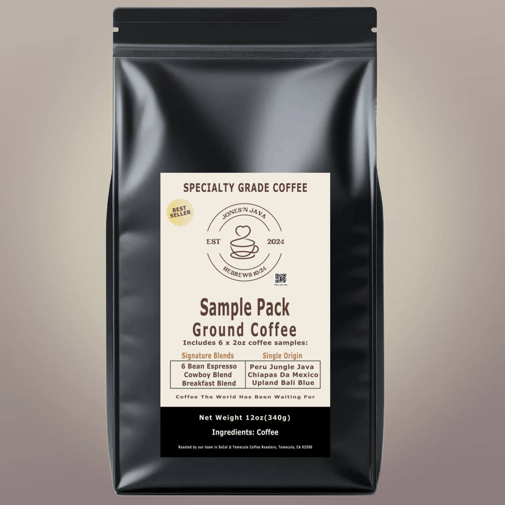 Sample Coffeee Specialty Coffee Sample Pack – 6 Ground Coffees (2oz Each) | Jones’N Java
